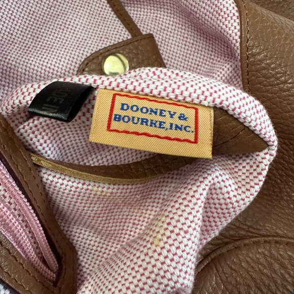 Dooney & Bourke Purse Brown Leather Logo Lock Sac Shoulder Tote Pebbled Leather - Picture 12 of 16